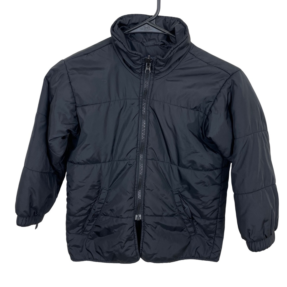 LL Bean Kids Black Puffer Jacket Full Zip Winter Coat Lightweight